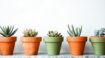 Fototapeta premium Succulent Plants in Terracotta and Green Pots