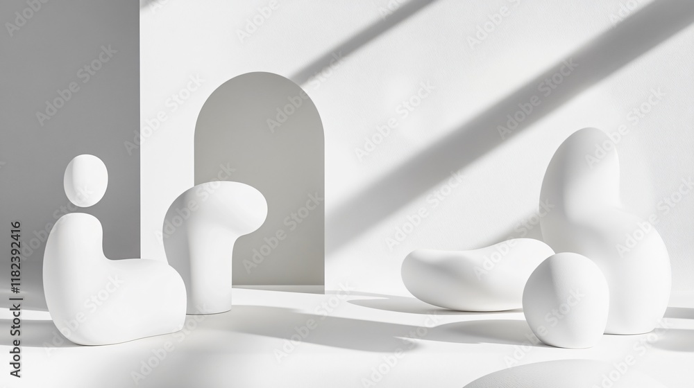 Canvas Prints Abstract White Sculptures Minimalist Modern Interior Design