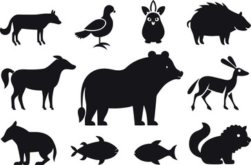 animal  vector icons set  icon silhouette vector 