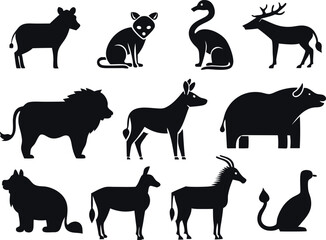 animal  vector icons set  icon silhouette vector 