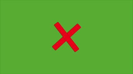Obraz premium red and green mark Red cross symbol icon. Wrong sign red cross icon. wrong cross green screen background