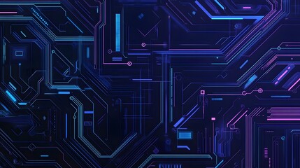 Futuristic blue abstract background featuring circuit board circles and various tech elements.