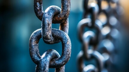 Fototapeta premium Close-up of weathered metal chain links.
