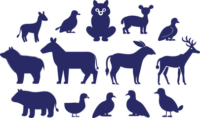 set of animals silhouettes