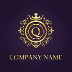 Letter Q luxury gold logo concept