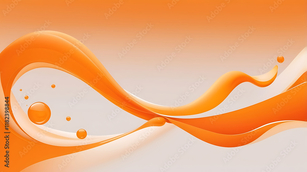 Poster abstract flow of soft orange-themed design featuring fluid shapes and smooth color gradients backgro