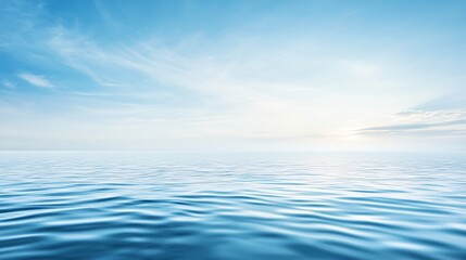 Serene Ocean Landscape, Calm Water Under Blue Sky