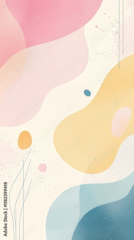 Poster abstract geometric shapes in gradient pastel background digital art minimalist design soft atmospher