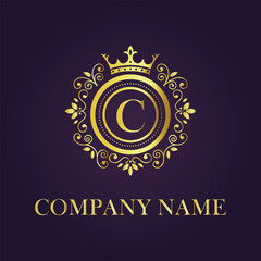 Letter C luxury gold logo concept