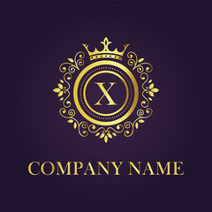 Letter X luxury gold logo concept