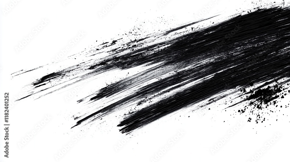 Aufkleber dynamic black scratch patterns on white surface graphic design artistic motion concept minimalist ae