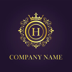Letter H luxury gold logo concept