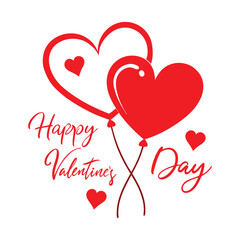 red heart outlines happy valentines day greeting card vector art illustration