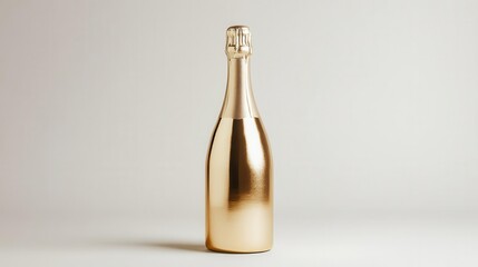 elegant gold champagne bottle with luxurious metallic finish photographed against clean white background for premium branding