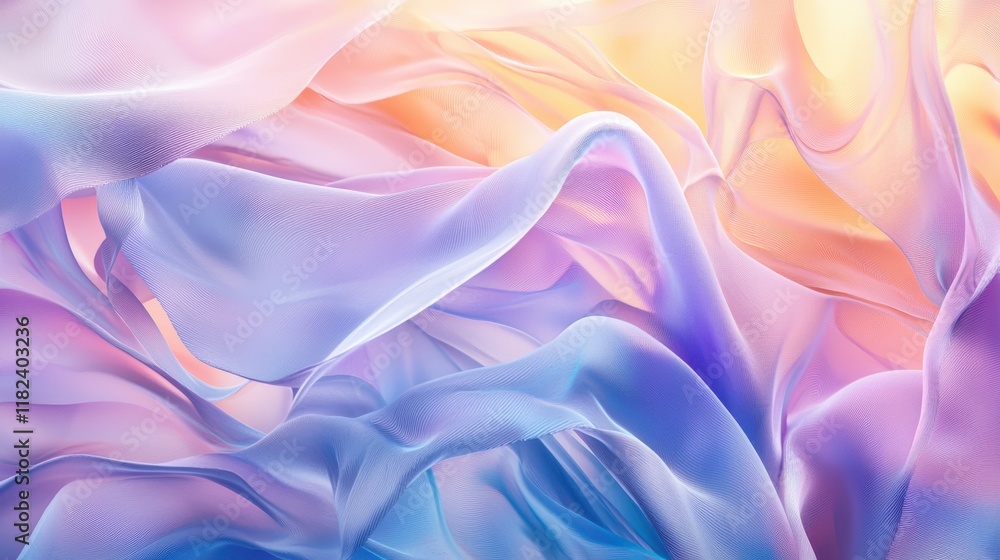 Poster layered abstract design with pastel tones digital art minimalist patterns flowing shapes vibrant gra