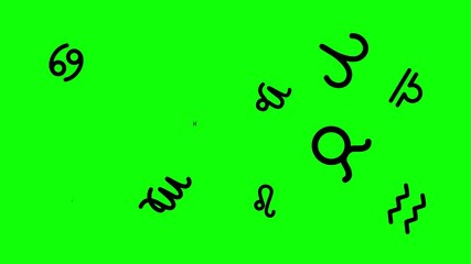 zodiac symbol animation. Horoscope pop up motion on green screen background animated 4k chroma key