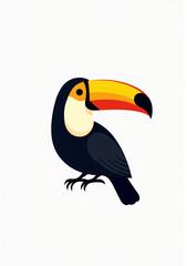 Naklejka premium Colorful Toucan with Bright Beak on White Background, 2D Vector Illustration 
