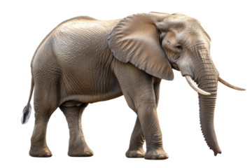 Large African Elephant isolated on white background PNG
