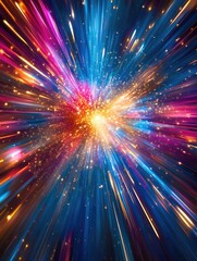 Naklejka premium Dynamic Explosion with Rainbow Colors