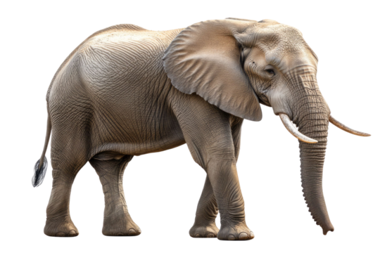 Large African Elephant isolated on white background PNG