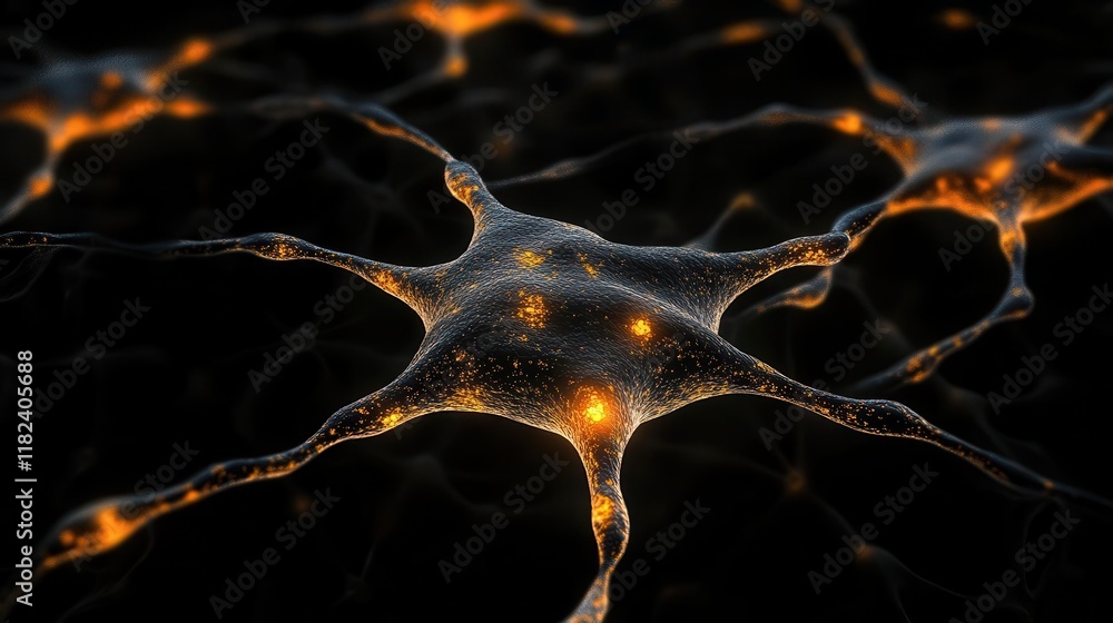 Poster futuristic background illustrating artificial intelligence neural networks against a stark black bac