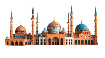 Fototapeta premium Photo of Mosque and Minaret isolated on transparent background 