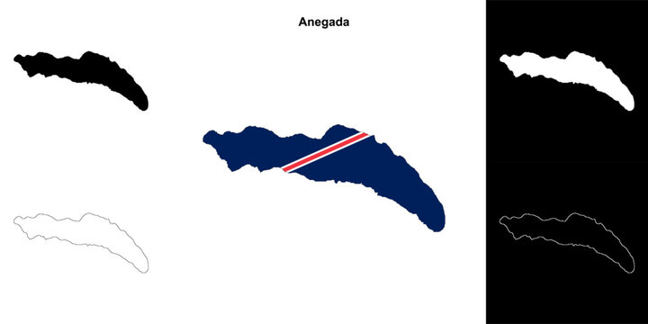Anegada district outline map set