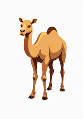 Happy Camel with a Smile, Stylized Vector Illustration on White Background





