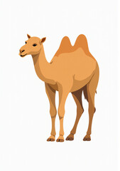 Adorable Camel with Hump on White Background, Cartoon Wildlife Design
