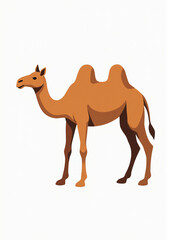 Adorable Camel with Hump on White Background, Cartoon Wildlife Design
