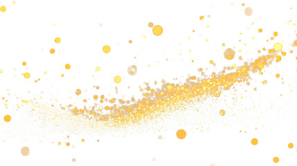 The magic sparkles png isolated on transparent background. An abstract modern illustration of yellow and golden glitter particles flying. Stardust glistening in the dark. An ambience of festive