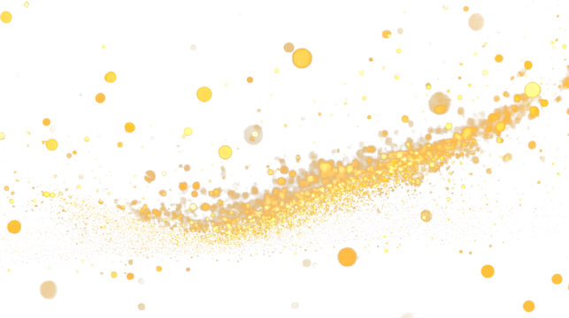 The magic sparkles png isolated on transparent background. An abstract modern illustration of yellow and golden glitter particles flying. Stardust glistening in the dark. An ambience of festive