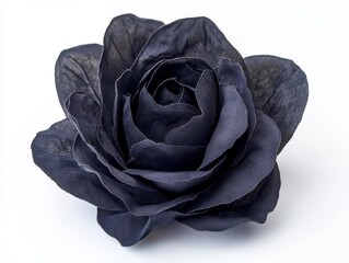 dramatic black rose photography with elegant petals and dark romance aesthetic isolated on pure white background