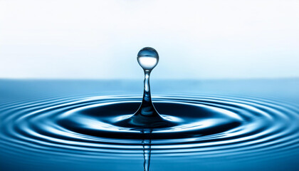 clean water drop with round waves