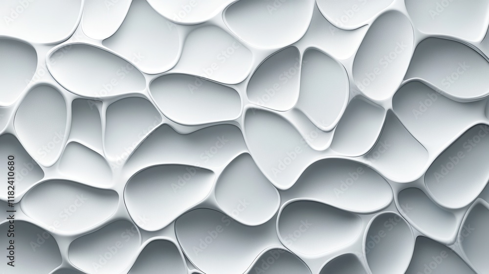 Poster minimal curved white patterns with gentle light diffusion for modern branding applications