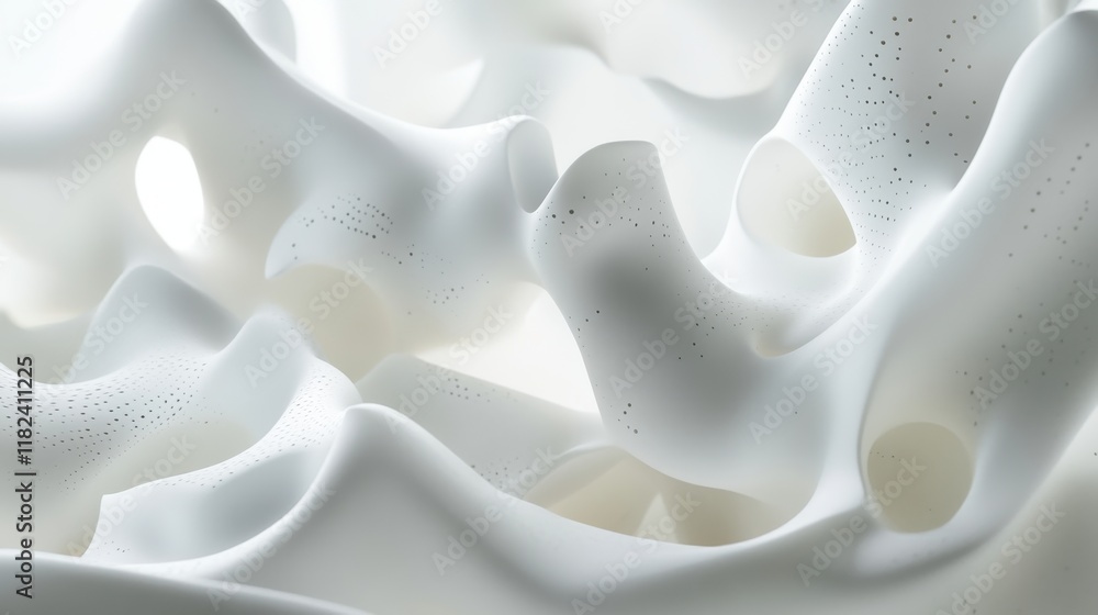 Poster fluid organic patterns in white gradients abstract art minimalist design studio setting aesthetic co