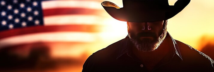 cowboy and american flag 