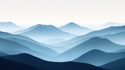 Serene abstract mountain ranges digital art calm environment minimalist viewpoint muted color palette
