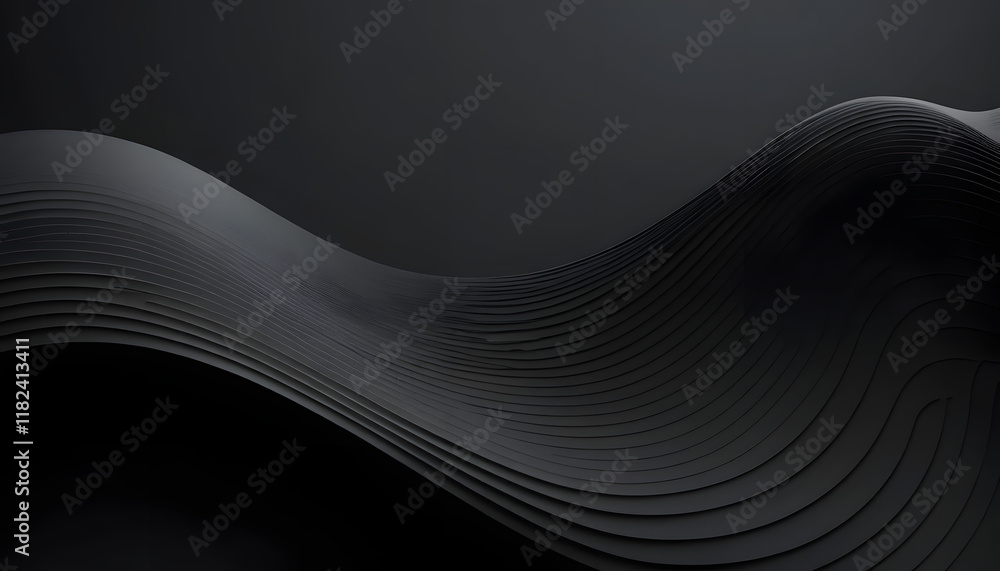 Poster abstract dark gray wave pattern background.