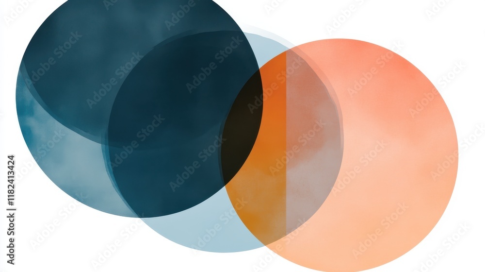 Poster minimalist concentric circles art abstract design digital rendering colorful shades studio environme