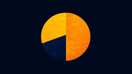 Fototapeta premium Abstract pie chart graphic with vibrant orange and dark blue sections against a black background.