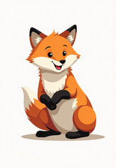 Obraz premium Adorable Fox Cub on White Background, Vector Animal Illustration 