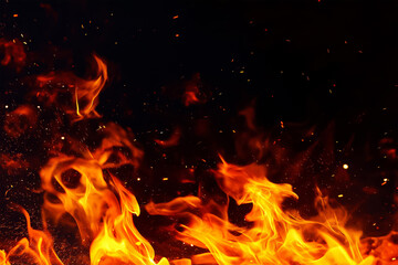 fire particle and flame effect overlay