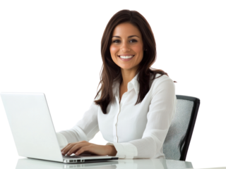 PNG Using a laptop computer woman working office.