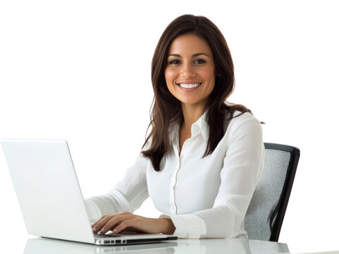 PNG Using a laptop computer woman working office.