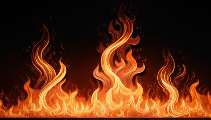 Fototapeta premium summary fiery texture history glowing fireplace flames illustration on black dark backdrop generative ai