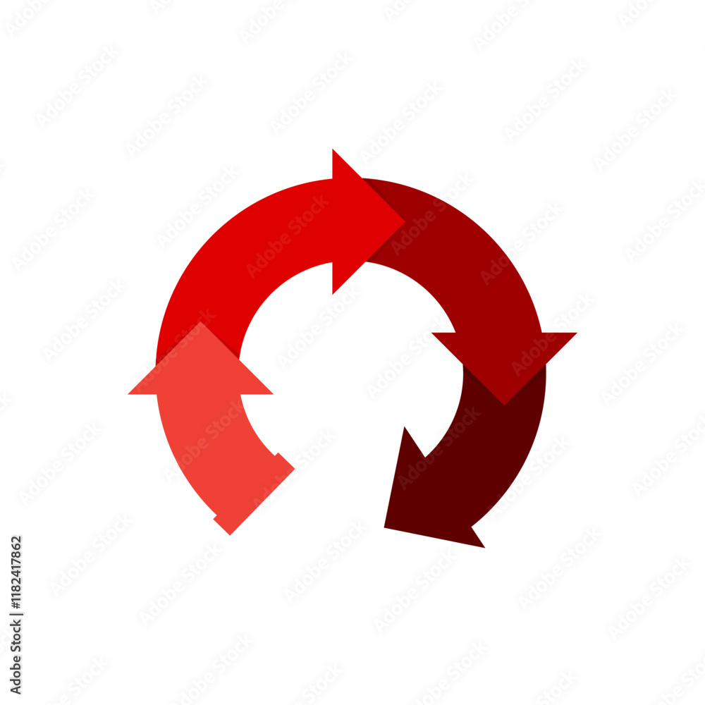 Poster circular arrows representing recycling and sustainability concepts in a simple and bold design in re