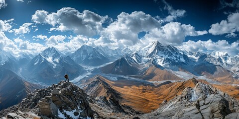 Mountaintop View, Hiker, Dramatic Sky,  Possible Stock