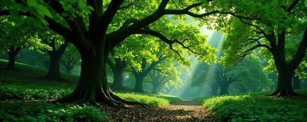 Ficus benjamina tree in the dense forest canopy, dense foliage, ficus benjamina, plant life