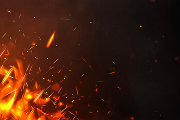 fire particle and flame effect overlay